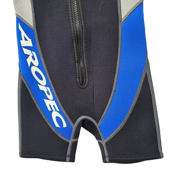 Aropec Kids Shorty Wet Suite Kids 2 Blue Black Neoprene Zip Front Short Slv NWT - Picture 5 of 6
